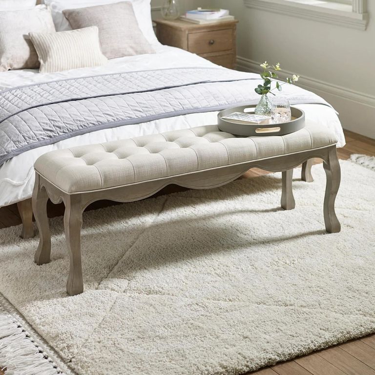 Camille Bench - Oatmeal Fabric