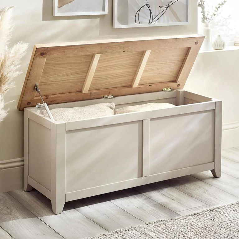 Richmond Storage Bench - Grey Painted - Oak Effect