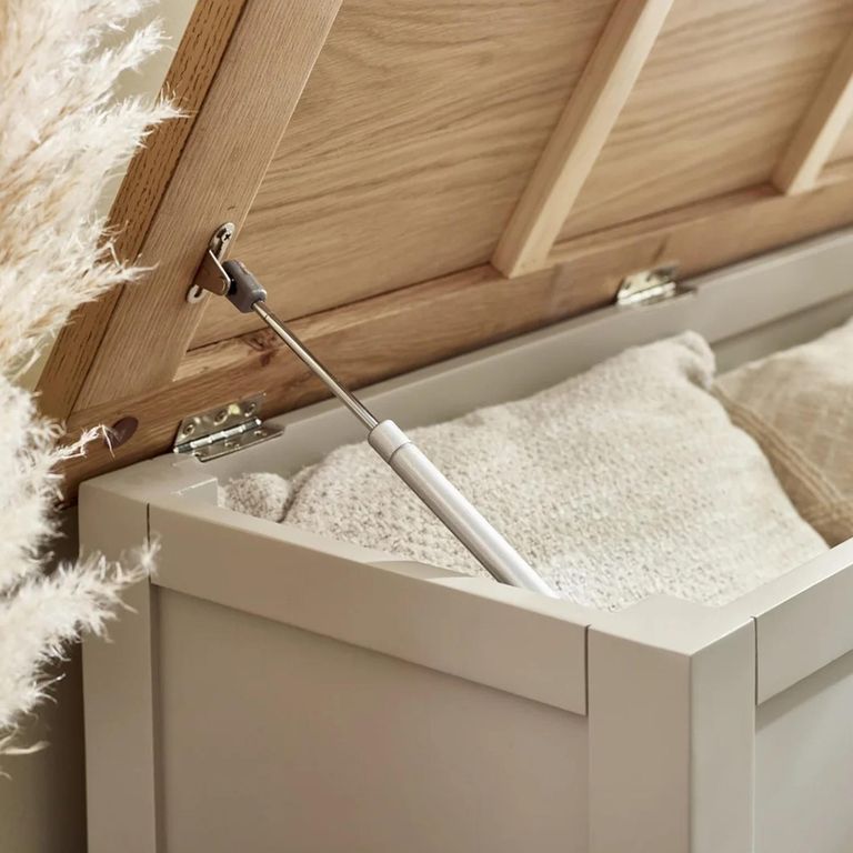 Richmond Storage Bench - Grey Painted - Oak Effect