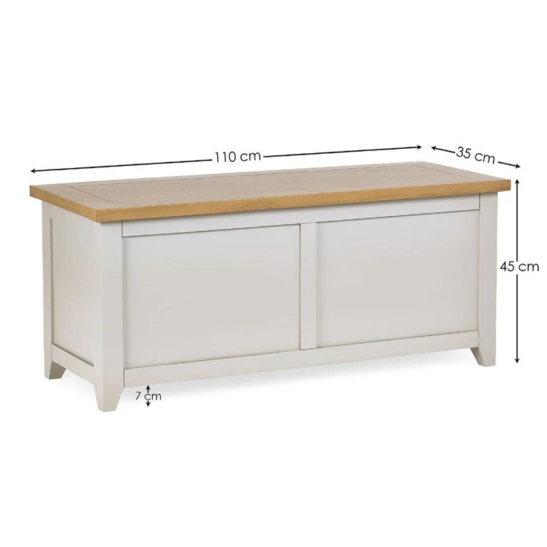Richmond Storage Bench - Grey Painted - Oak Effect