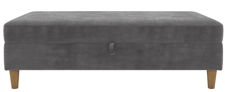 Harford Chenille Grey Fabric Storage Ottoman Bench - 2196459UK