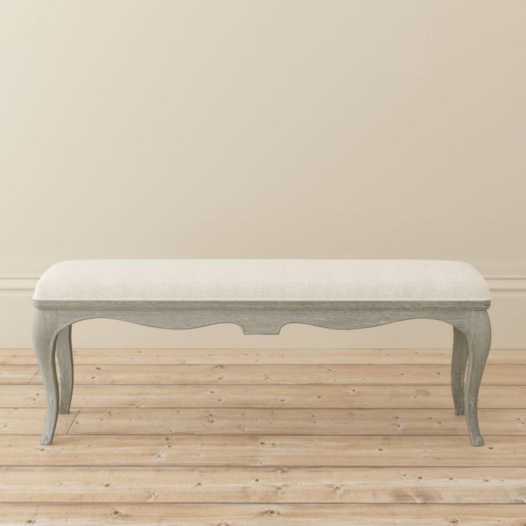Camille Padded Bedroom Bench - Grey Oak
