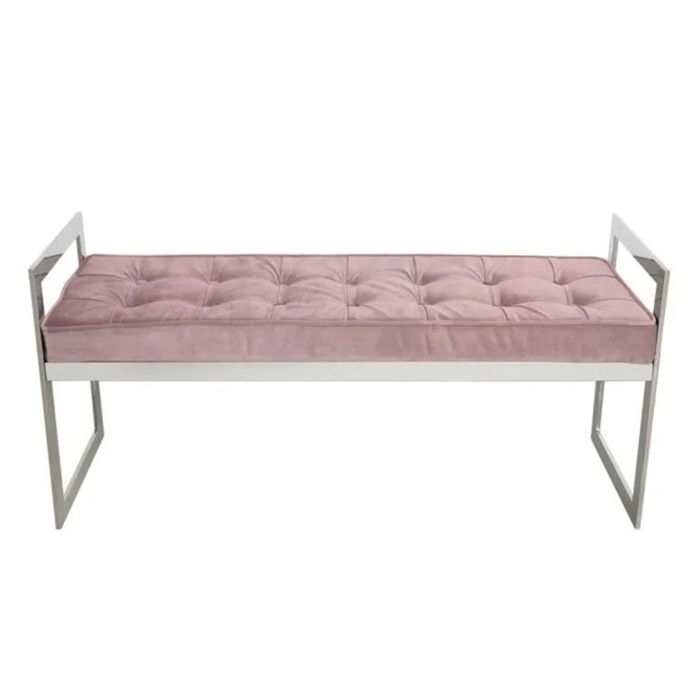 Zenith - Bench - Pink Velvet Fabric and Chrome