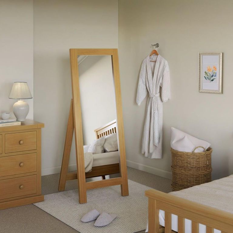 Churchill Waxed Pine Cheval Bedroom Mirror - 53cm x 147cm
