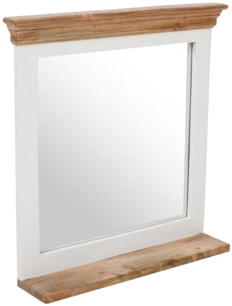 Coastal White and Wood Dressing Mirror
