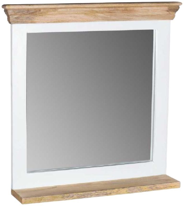 Coastal White and Wood Dressing Mirror