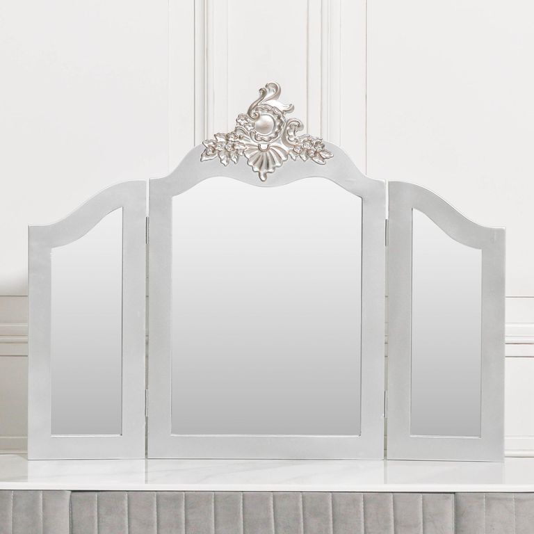 French Style Vanity Mirror - Antique Silver - 86cm x 68cm