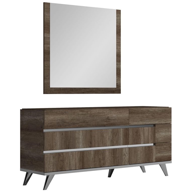 Modern Medea Wall Mirror - 100cm - Vintage Oak