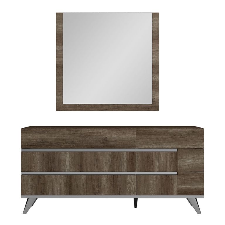 Modern Medea Wall Mirror - 100cm - Vintage Oak
