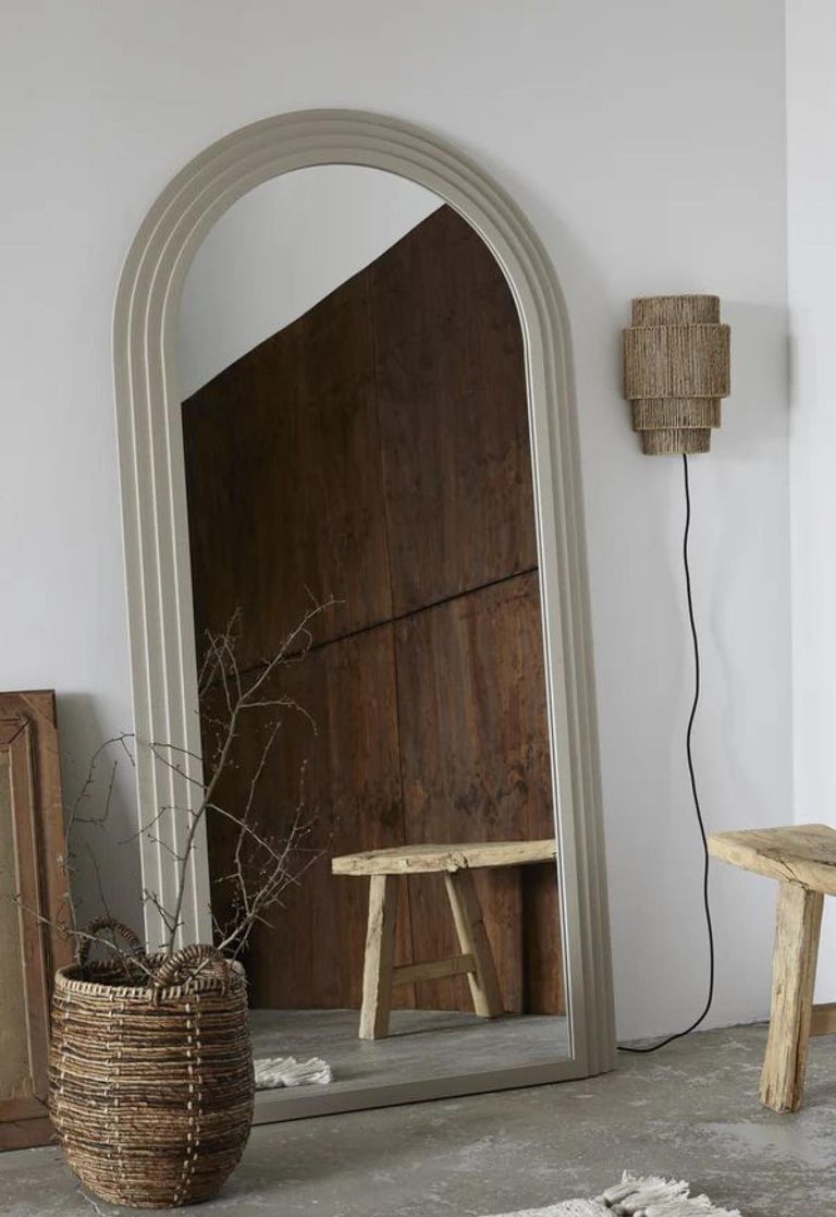 Falco Beige Metal Standing Mirror