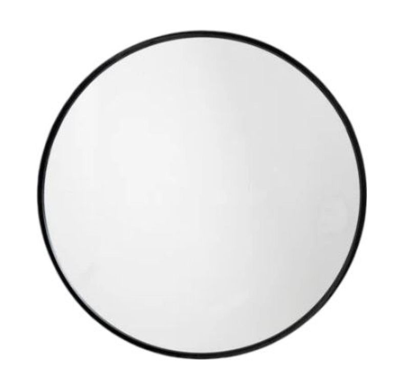 Ortega Black Metal Round Wall Mirror