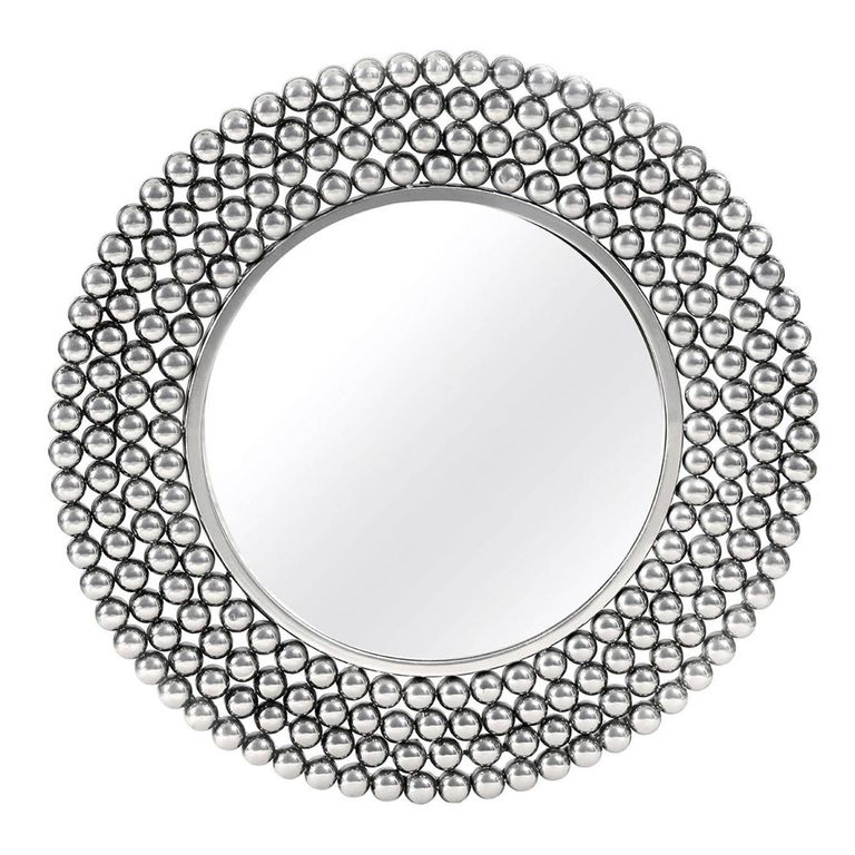 Templar Wall Mirror - Round - Silver Beaded