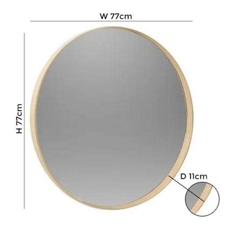 Marlow Round Wall Mirror - Cashmere Oak