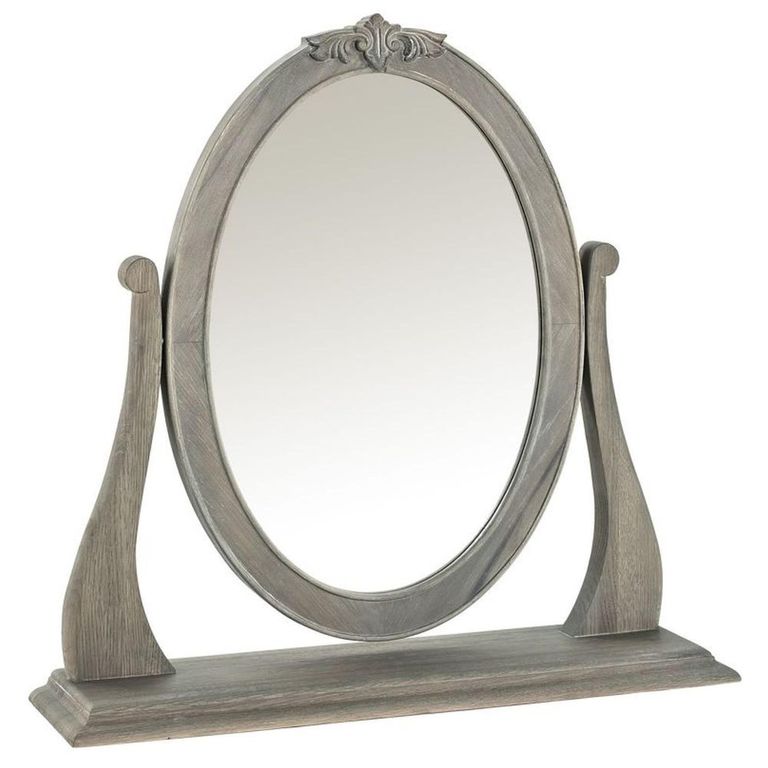 Camille Oval Gallery Mirror - Grey Oak