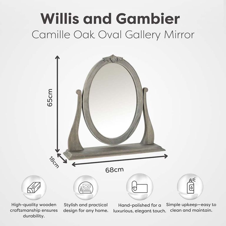 Camille Oval Gallery Mirror - Grey Oak