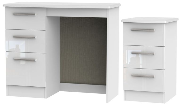 Knightsbridge White 2 Piece Bedroom Set with 3 Drawer Bedside