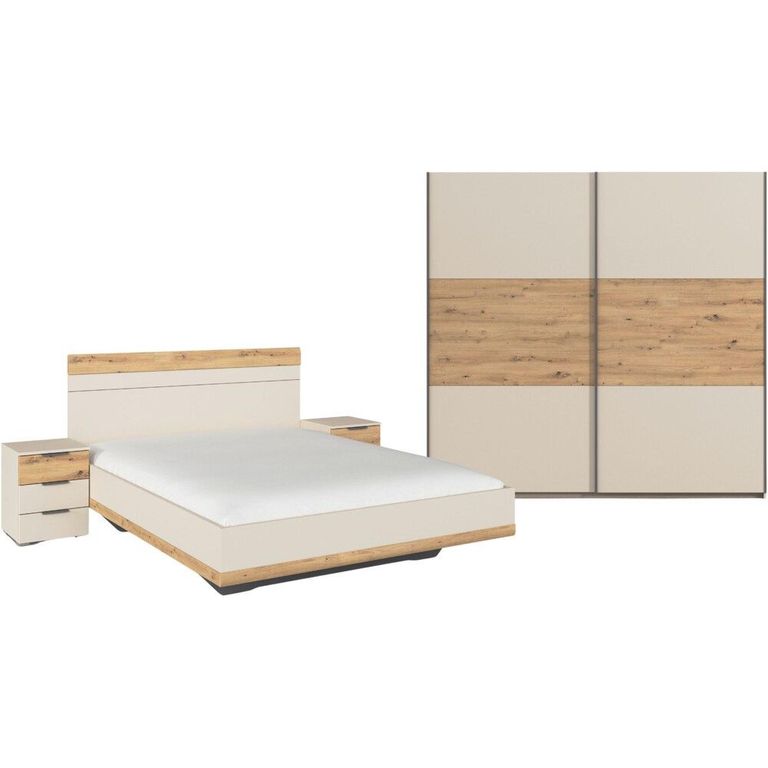 Rauch Sajo 180cm Bedroom Set with Wardrobe - Champagne and Artisan Oak