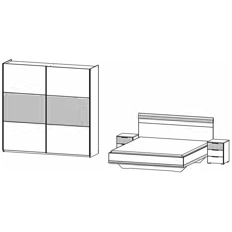 Rauch Sajo 180cm Bedroom Set with Wardrobe - Champagne and Artisan Oak