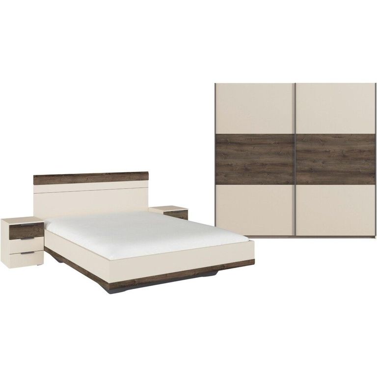 Rauch Sajo 180cm Bedroom Set with Wardrobe - Champagne and Atlantic Dark Oak