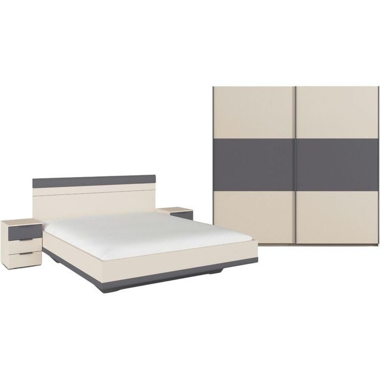 Rauch Sajo 180cm Bedroom Set with Wardrobe - Champagne and Metallic Dark Grey