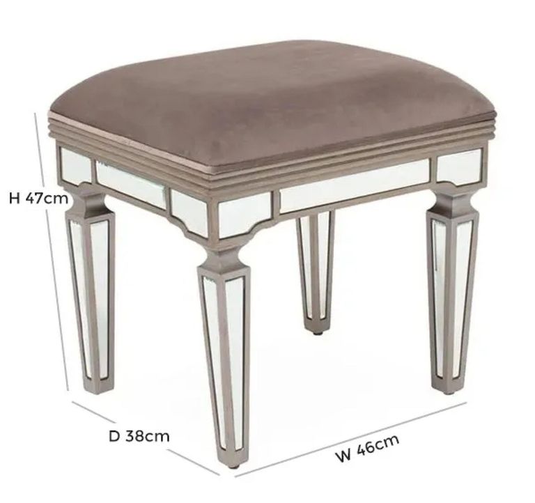 Jessica Dressing Table Stool - Champagne Mirrored