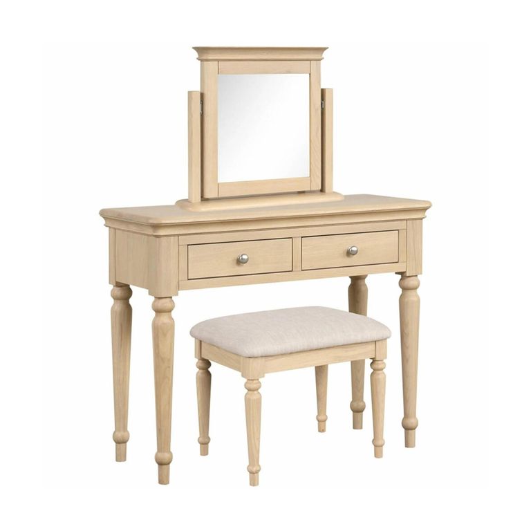 Cromwell Padded Dressing Stool - Oak