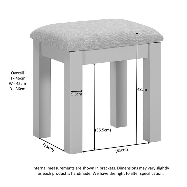 Wilmont Padded Dressing Stool - Grey Painted