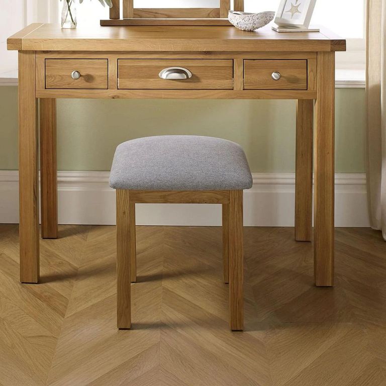 Clearance - Woburn Dressing Stool - Padded - Rustic Oak - A490