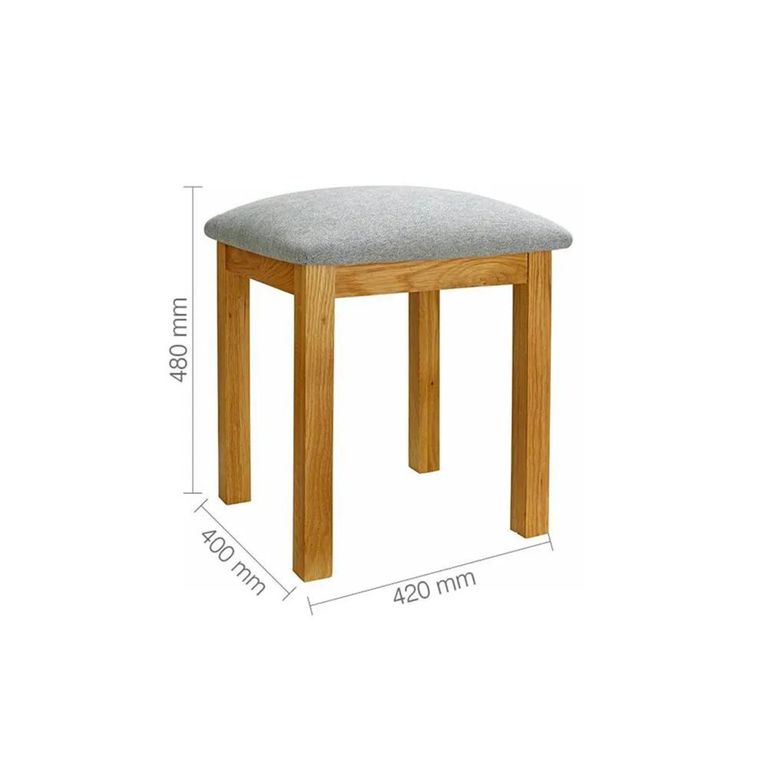 Clearance - Woburn Dressing Stool - Padded - Rustic Oak - A490