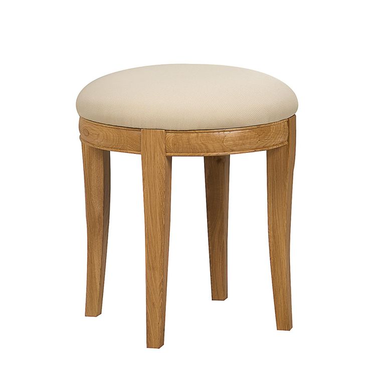 Bordeaux Dressing Stool - Round - Natural - Oak - Padded