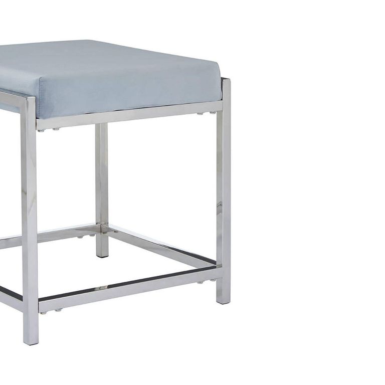 Allure Stool - Powder Blue Velvet Fabric - Chrome Legs