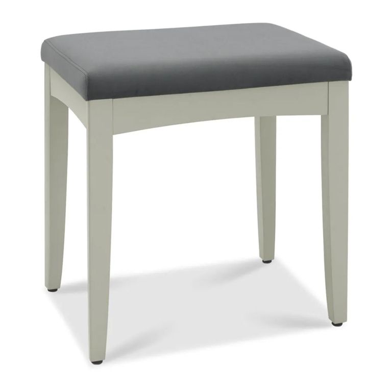 Whitby Soft Grey Velvet Stool - Gun Metal