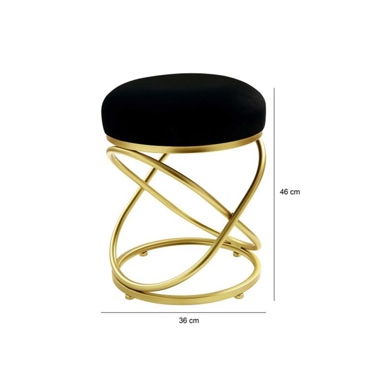 Rizzo Stool - Round - Black Velvet Fabric