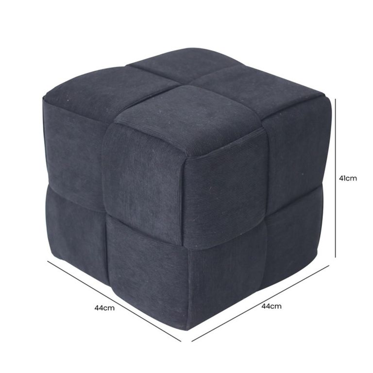 Ottoman Stool - Square - Black Velvet Fabric