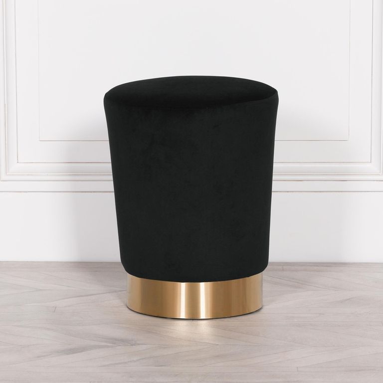 Round Stool - Black Velvet