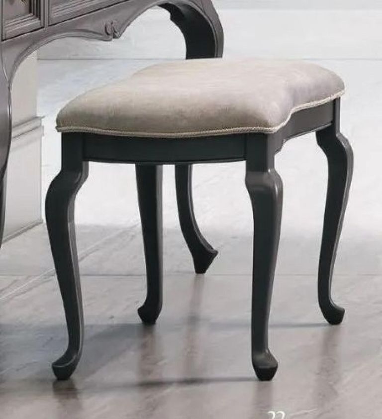 Verdi Dressing Stool - Padded - Grey - French Style