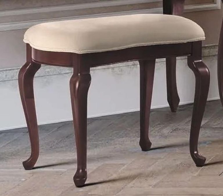Verdi Dressing Stool - Padded - Walnut - French Style