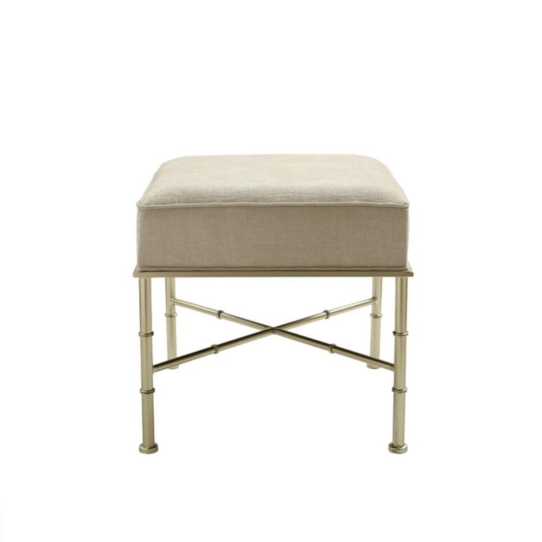 Ottoman Stool - Square - Cream Linen Fabric
