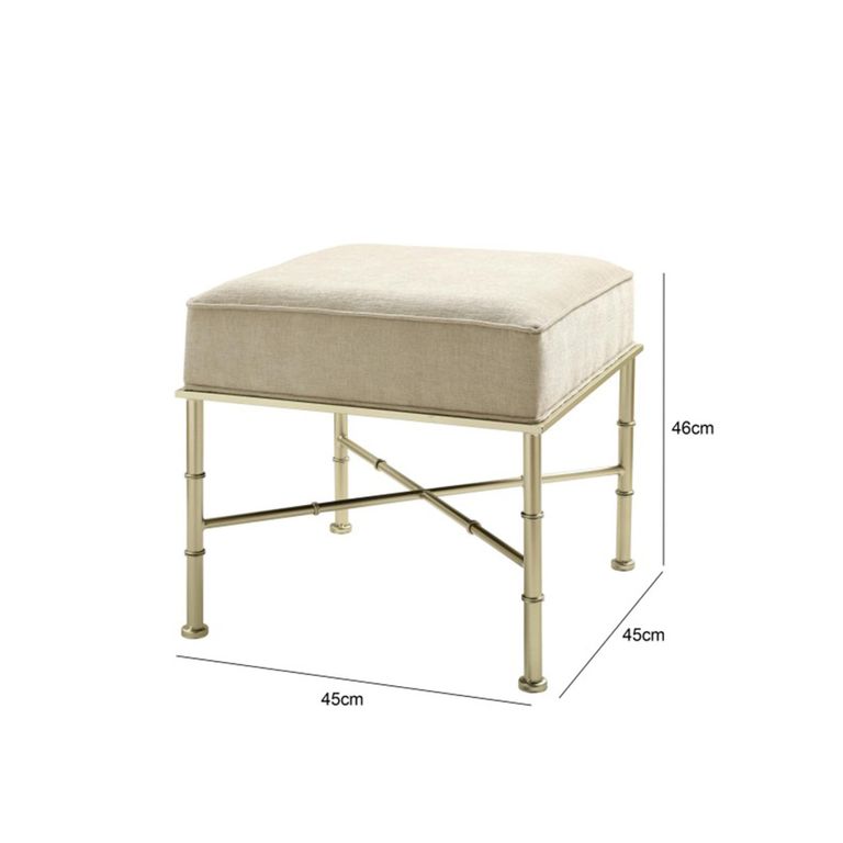 Ottoman Stool - Square - Cream Linen Fabric