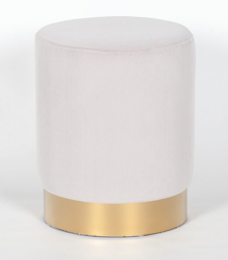 Round Stool - Grey Velvet