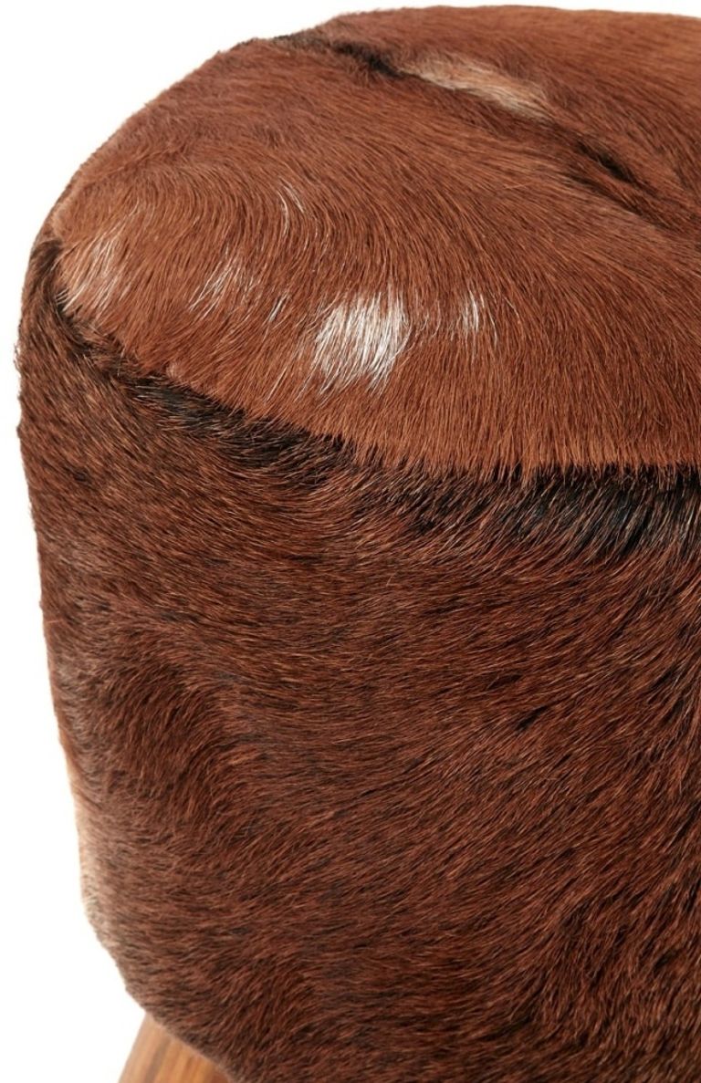 Inca Stool - Round - Brown Goat Hide