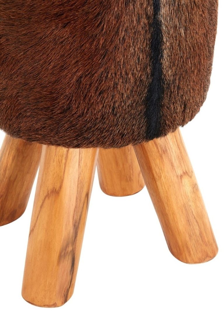 Inca Stool - Round - Brown Goat Hide