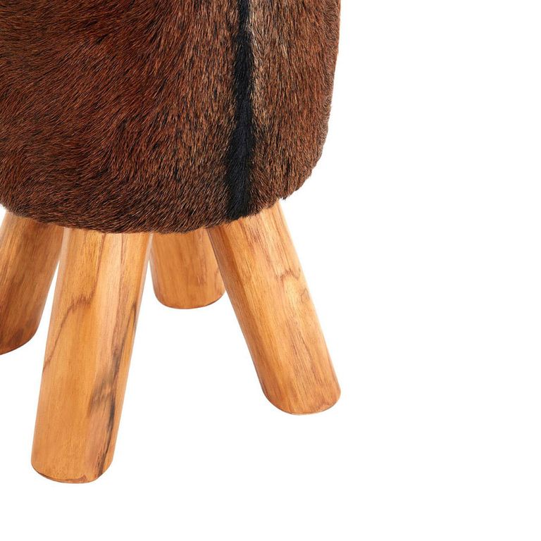 Inca Stool - Round - Brown Goat Hide