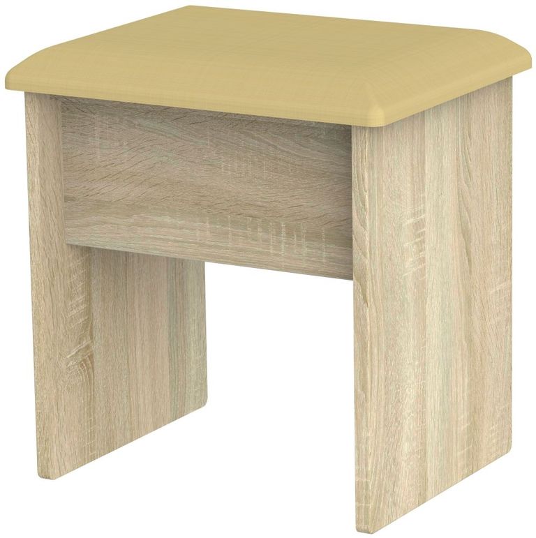 Knightsbridge Oak Effect Padded Dressing Stool
