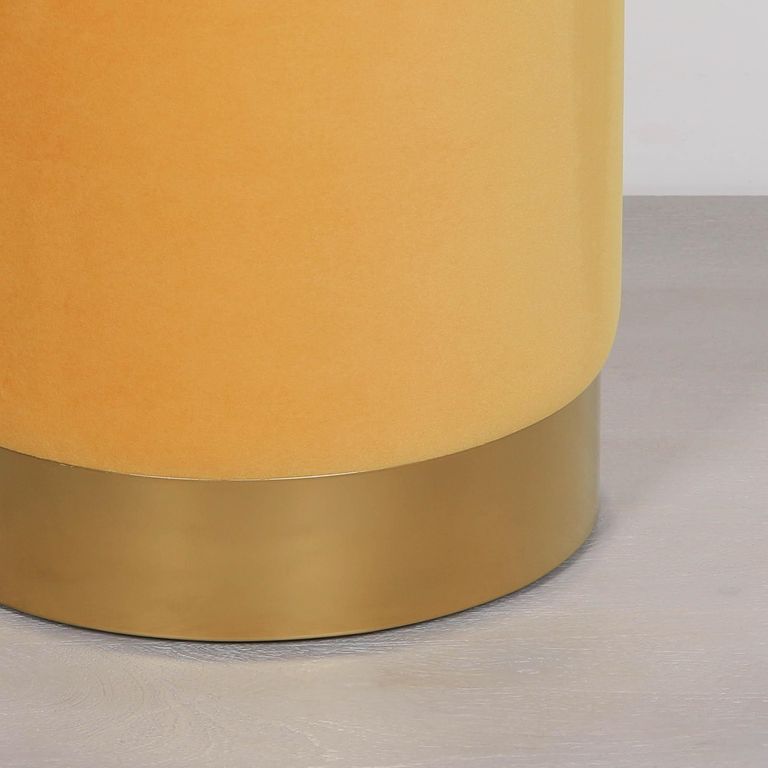 Round Stool - Mustard Yellow Velvet