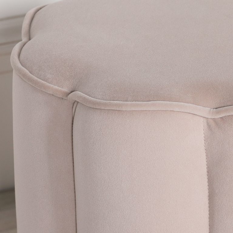 Round Stool - Natural Velvet