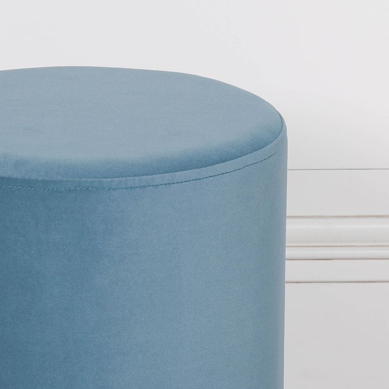 Round Stool - Ocean Blue Velvet
