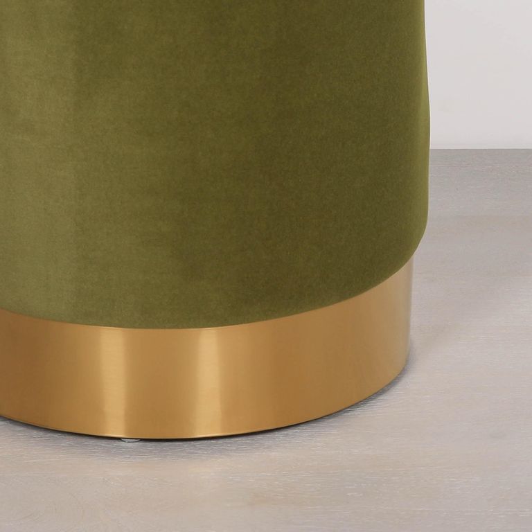 Round Stool - Olive Green Velvet
