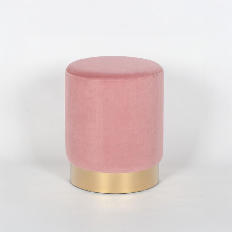 Round Stool - Pink Velvet