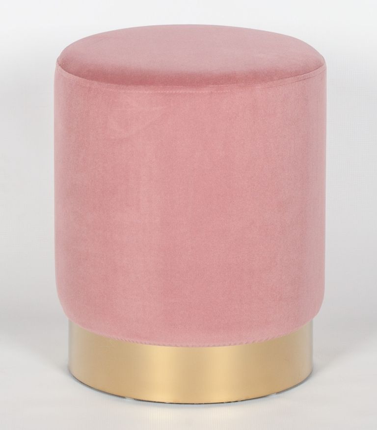 Round Stool - Pink Velvet